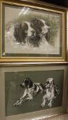 JEAN WOODWARD "A pair of Setters", head study, pastel, signed and dated 1976 lower left, together