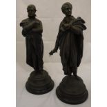 A pair of circa 1900 coppered Spelter figures of writers CONDITION REPORTS Are