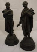 A pair of circa 1900 coppered Spelter figures of writers CONDITION REPORTS Are