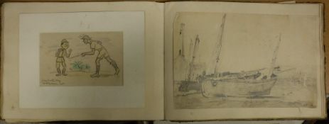 A 20th Century sketch and scrap book to include landscapes, seascapes, JOAN MARTIN MAY "Tommy and