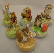 A set of six Royal Osborne musical Beatrix Potter figures "Old Mr Brown", "Appley Dappley", "Timmy