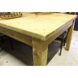 A 20th Century rectangular pine dining table on square section block legs CONDITION