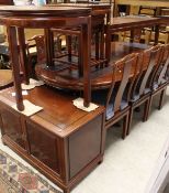 A collection of modern Chinese rosewood furniture to include D end dining table, set of eight