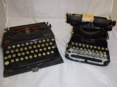 A Corona Typewriter Company No 3 folding typewriter and a Remington portable typewriter,