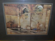 AFTER SIR WILLIAM RUSSELL FLINT "The bathers", colour print, together with AFTER SIR WILLIAM RUSSELL