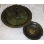 A Danish verdigris patinated bronze bowl with central nude figure by Ildfast, together with a