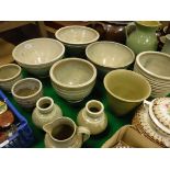 A collection of eleven pieces of 1930's Dearston stoneware pottery including six various bowls, four