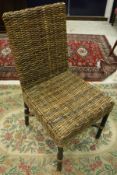 A set of six 20th Century wicker seated and backed bamboo framed chairs