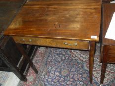 A 19th Century mahogany side table, the plain top above a single drawer to square tapered legs,