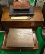 A Victorian mahogany writing slope and three boxes of various drawing instruments, other