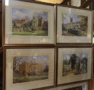 VALERIE PETTS "Deer outside stately home", signed and dated '94 lower left, together with three