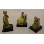 Three Dulwich Pottery figures in the manner of Charles Vyse by Jessamine Stella Bray and Sybil V
