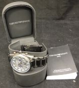 An Armani gents wrist watch inscribed "Emporio Armani Dual Time" to face inscribed "Limited