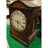 A 19th Century rosewood and inlaid cased mantle clock, the 8-day movement striking on a bell and