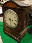A 19th Century rosewood and inlaid cased mantle clock, the 8-day movement striking on a bell and