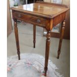 A mahogany and inlaid side table with single drawer,