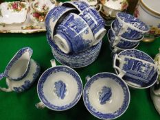 A collection of Spode Italian design twelve teacups and saucers, cream jug and sugar bowl