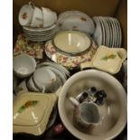 A box of various china including Chintz ware cheese dish and cover and fruit bowl, Continental