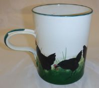 A Wemyss ware quart mug decorated with chickens and cockerel by RH & S