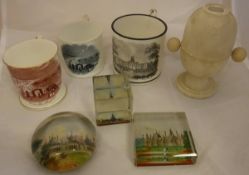 A Victorian alabaster table top viewer, the interior depicting Brighton Pier, Brighton Palace and