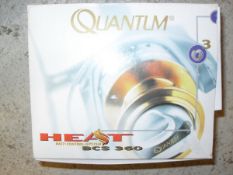 A collection of seven boxed and un-used Quantum, Heat, BCS-360 fixed spool reels