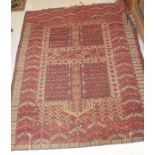 A red ground Persian rug in blacks,