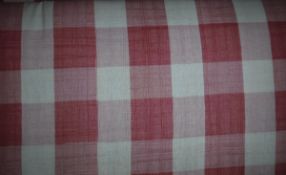 A pair of cotton interlined Jane Churchill curtains of red and cream check,