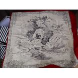 A 19th Century silk scarf entitled "The Angler's Companion" the middle depicting Sir Isaac Walton