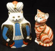 A Royal Crown Derby figure "Royal Cats - Persian XL1X" and another Royal Crown Derby figure of a