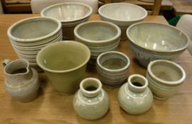 A collection of eleven pieces of 1930's Dearston stoneware pottery including six various bowls,