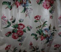 Two pairs of glazed cotton interlined curtains,
