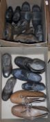 Two boxes containing seven pairs and three individual 18th/19th Century children's shoes/shoe