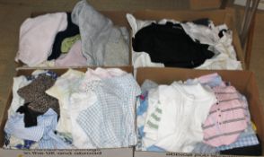 Four boxes of assorted ladies clothing to include T-shirts , jumpers etc by Crew, Gap,
