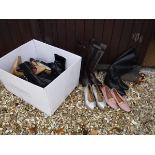 A box of assorted shoes and boots to include Russell & Bromley, Hobbs, Carvela etc.