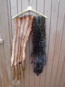 A dyed fox fur stole,