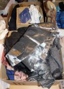 A box containing various vintage 1950's and other mainly plain evening dresses etc