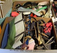 Two boxes of assorted handbags and a box of assorted belts CONDITION REPORTS Various