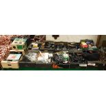 Eleven boxes of various photographic equipment including cameras, flashes,