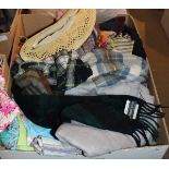 A box of assorted scarves to include cashmere etc CONDITION REPORTS A large quantity