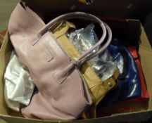 A box of assorted handbags to include L K Bennett, Maxmara,