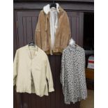 A collection of clothes to include an Emporio Armani blouse, various Nicole Farhi silk suit,