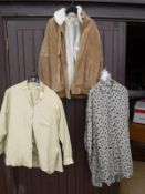 A collection of clothes to include an Emporio Armani blouse, various Nicole Farhi silk suit,