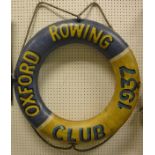 A vintage lifebouy inscribed "Oxford Rowing Club 1937"