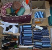 A large collection of woollen yarns, silk yarns, etc,