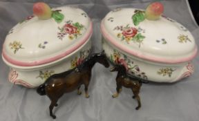 A pair of Spode Marlborough Sprays vegetable tureens and covers,