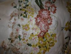 Four pairs of glazed cotton interlined curtains,