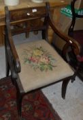 19th Century Mahogany armchair with a needlework seat