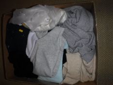 Two boxes of assorted cashmere and other jumpers to include Harrods, Pure Collection, Brora etc.