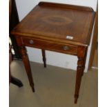 A mahogany and inlaid side table with single drawer,