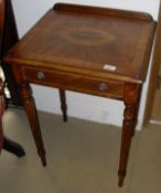 A mahogany and inlaid side table with single drawer,